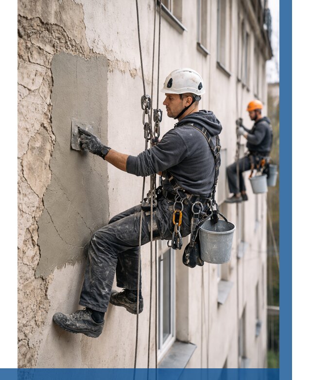 Восстановление штукатурки фасада в Заинске от 1220 р. | ВЫСОТНИК-Знс