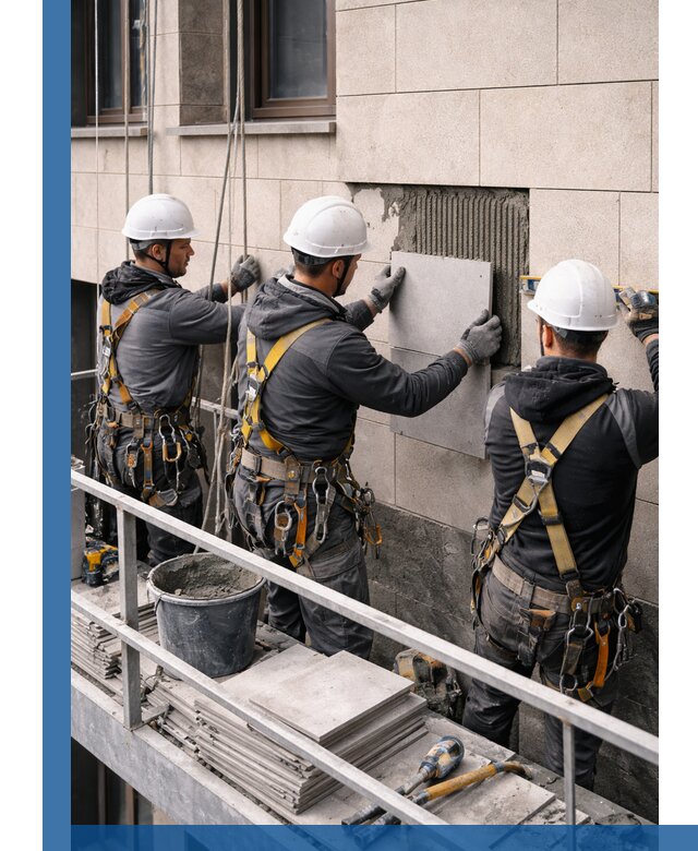 Ремонт облицовки фасада плиткой в Заинске с гарантией