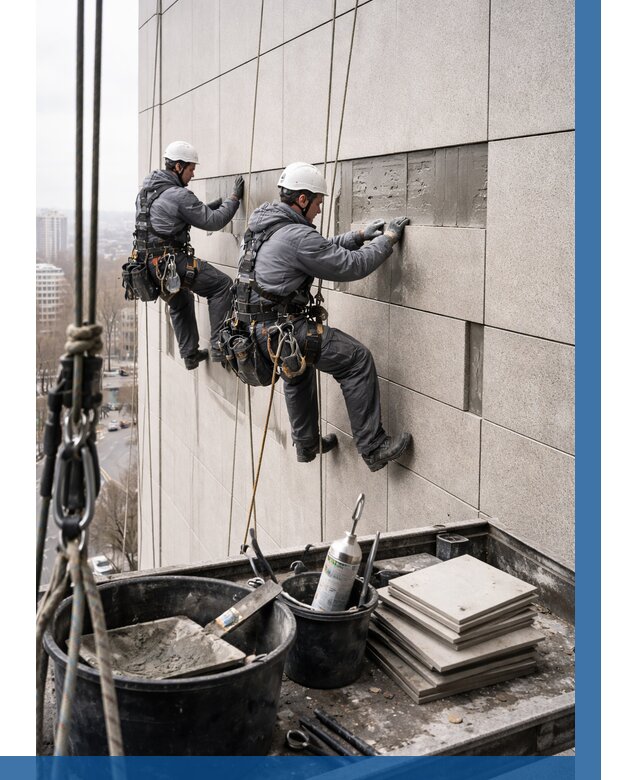 Ремонт фасада из керамогранита в Заинске от 2542 р. | ВЫСОТНИК-Знс