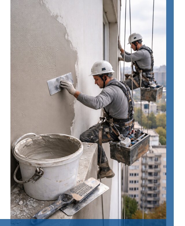 Шпаклевка фасада на высоте в Заинске от 712 р. | ВЫСОТНИК-Знс