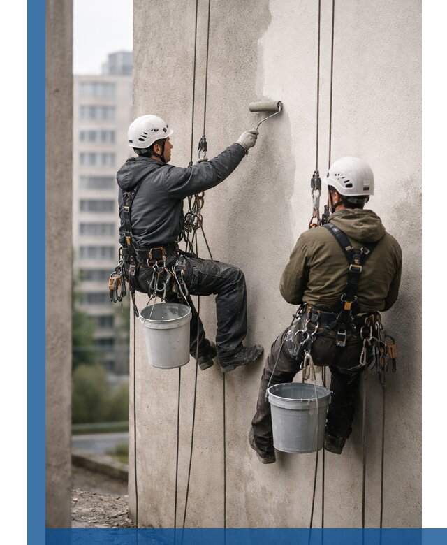 Покраска фасадов высотными альпинистами в Заинске с гарантией