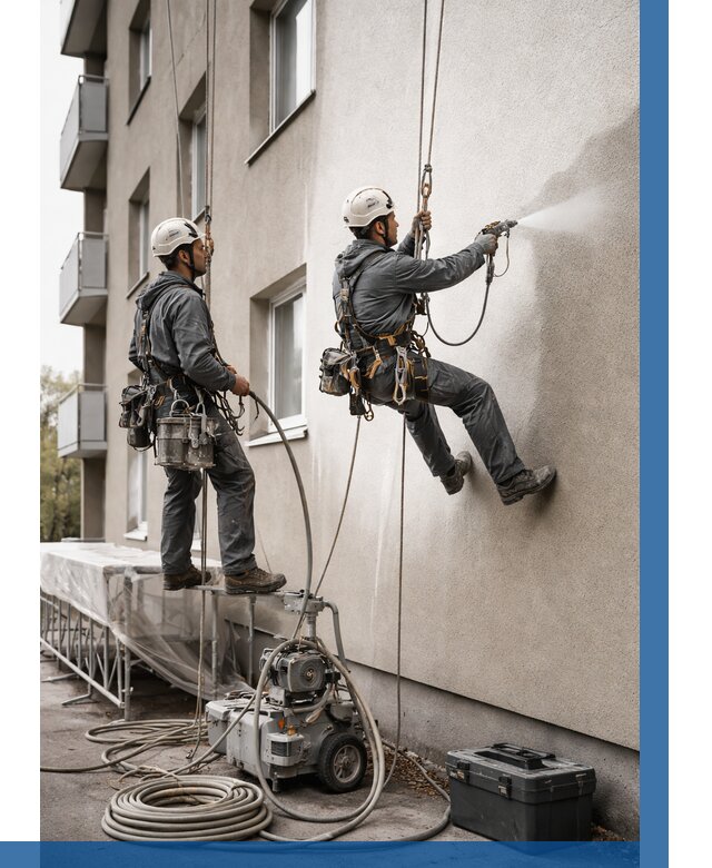 Безвоздушная покраска фасада в Заинске от 224 р/м² | ВЫСОТНИК-Знс