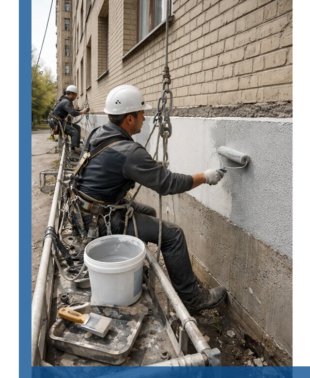 Окраска цоколя здания в Заинске профессионально и надежно