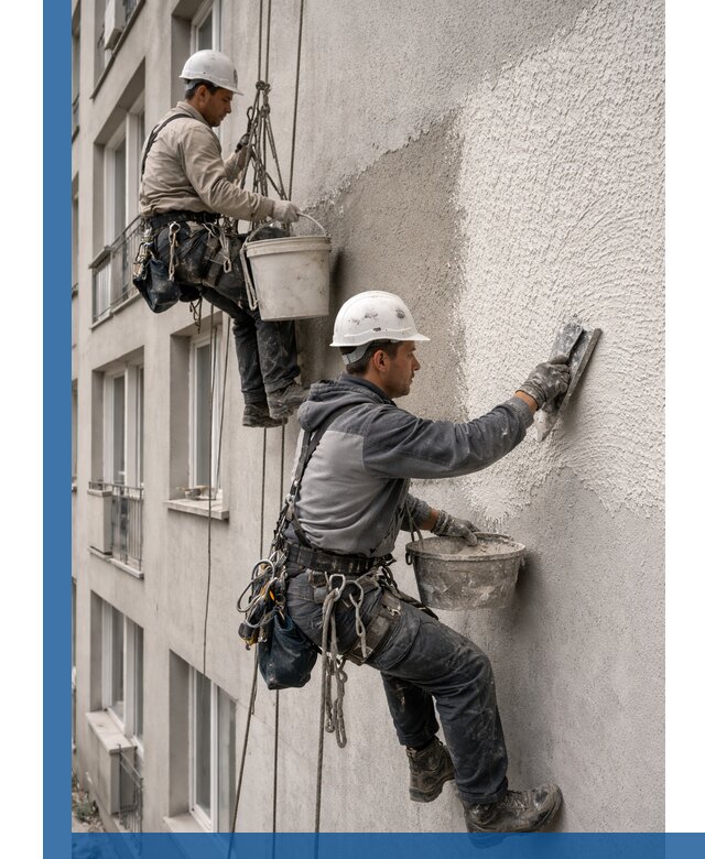 Нанесение декоративной штукатурки короед на фасад в Заинске