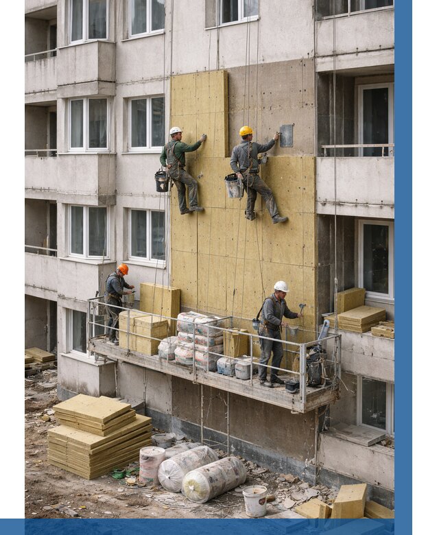 Утепление фасада минватой в Заинске от 1525 р. | ВЫСОТНИК-Знс