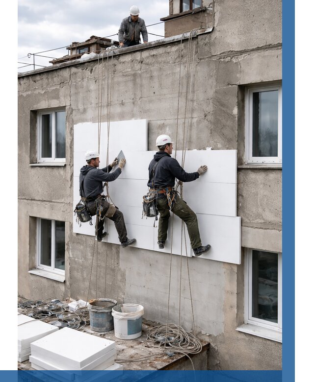 Утепление фасада пенополистиролом в Заинске от 1830 р. | ВЫСОТНИК-Знс