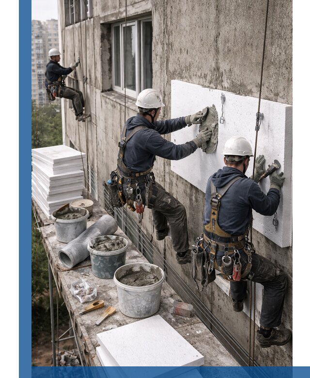 Утепление фасада пенополистиролом в Заинске под ключ