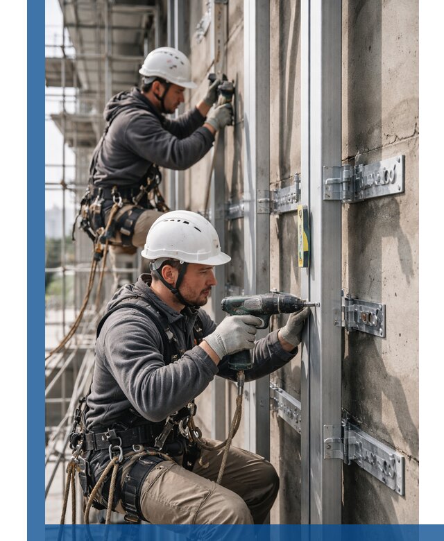 Монтаж и крепление подсистемы вентфасада в Заинске