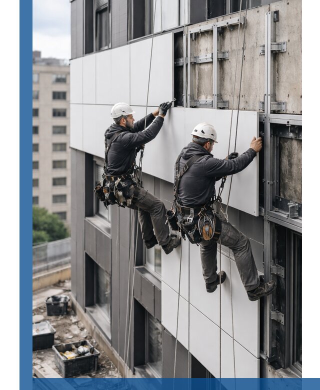 Монтаж композитных панелей фасада в Заинске под ключ