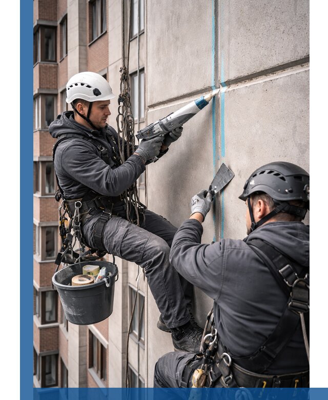 Вторичная герметизация швов фасада и кровли в Заинске