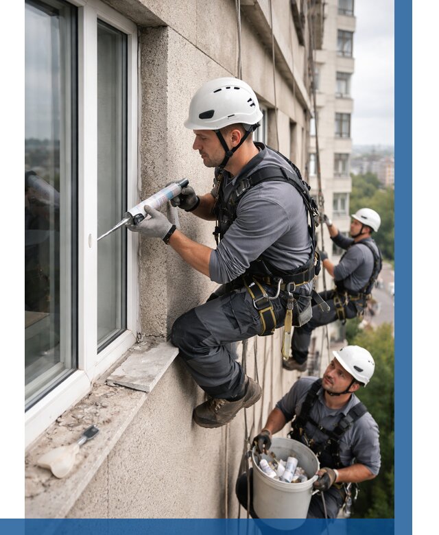 Герметизация оконных швов снаружи в Заинске от 1525 р. | ВЫСОТНИК-Знс