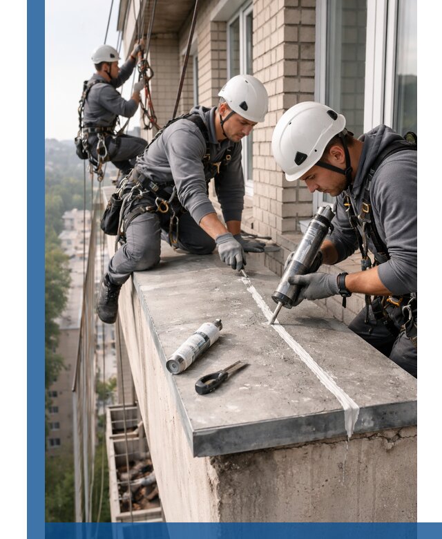 Герметизация балконного козырька в Заинске профессионально