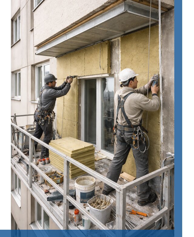 Утепление балкона снаружи в Заинске от 1627 р. под ключ ВЫСОТНИК-Знс