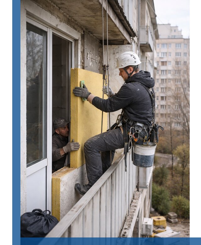 Профессиональное утепление балкона снаружи в Заинске под ключ
