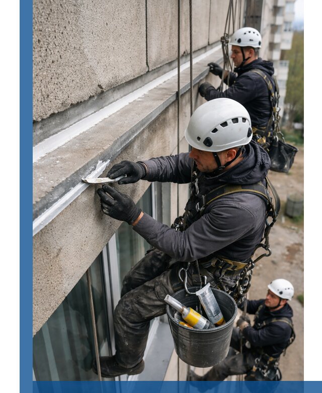 Герметизация примыкания балкона в Заинске под ключ с гарантией