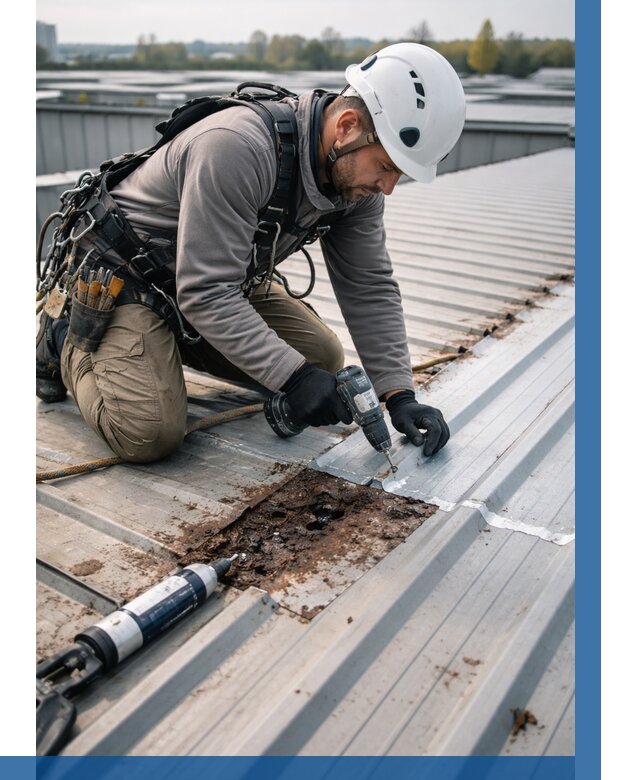 Ремонт профнастила на кровле в Заинске от 712 р. | ВЫСОТНИК-Знс