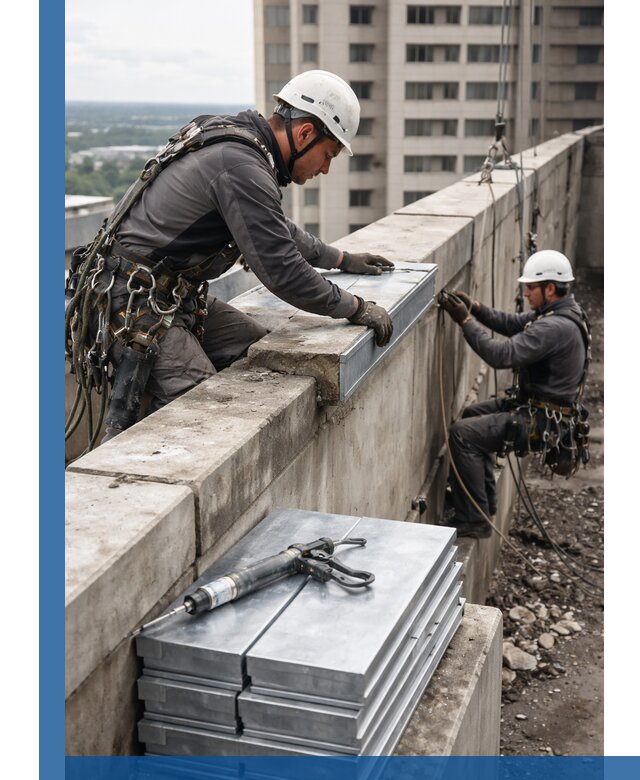 Замена парапетных крышек и установка новых в Заинске