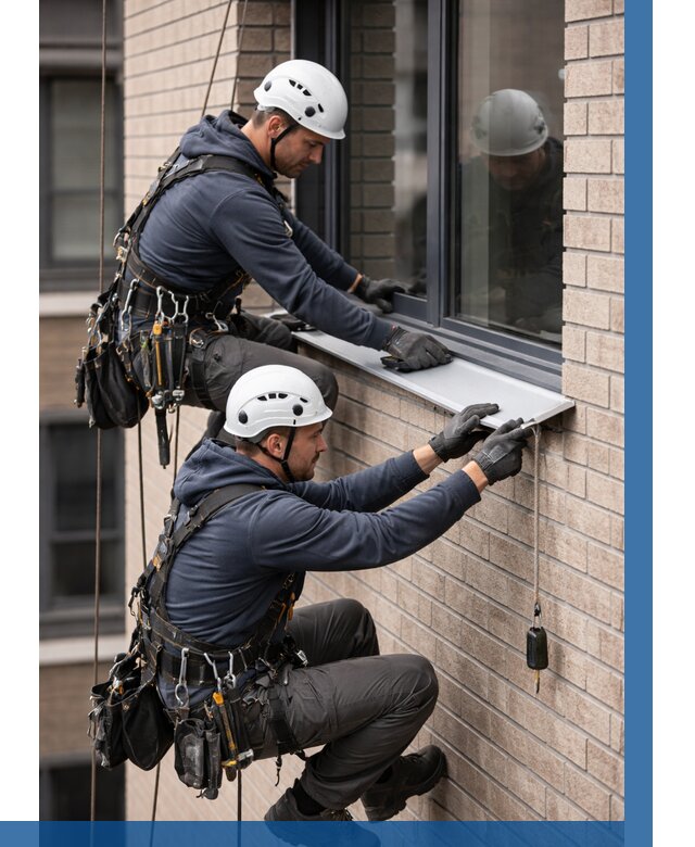 Монтаж оконных отливов под ключ в Заинске от 3559 р. | ВЫСОТНИК-Знс