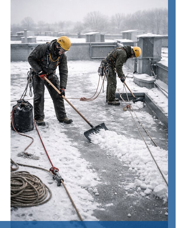 Очистка крыши от снега в Заинске от 7627 р. | ВЫСОТНИК-Знс