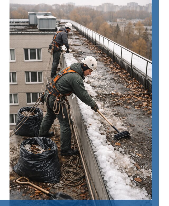 Очистка кровли по периметру в Заинске от 559 р. | ВЫСОТНИК-Знс