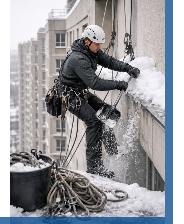 Очистка карнизов от снега в Заинске от 305 р. | ВЫСОТНИК-Знс