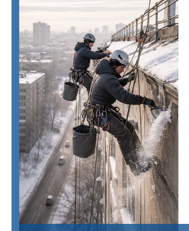 Очистка карнизов от снега в Заинске профессионально и безопасно