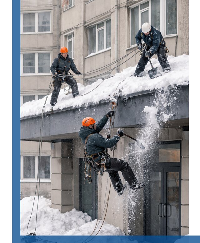 Безопасная очистка навесов от снега в Заинске круглогодично