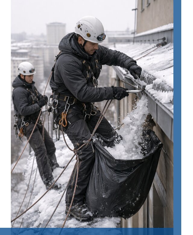 Аварийная очистка крыши в Заинске под ключ от 305 р. | ВЫСОТНИК-Знс