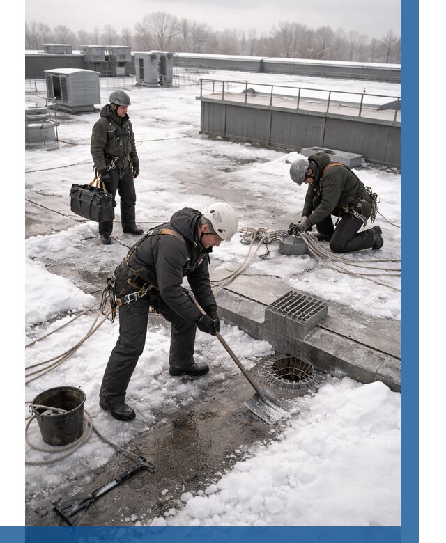 Абонентское обслуживание кровли зимой в Заинске от 8135 р. | ВЫСОТНИК-Знс