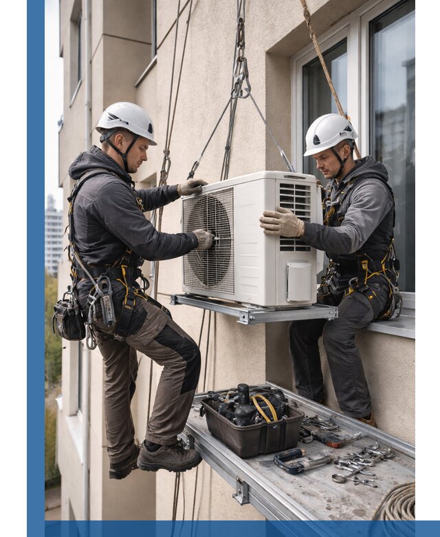 Перенос внешнего блока кондиционера в Заинске с монтажом и крепежом