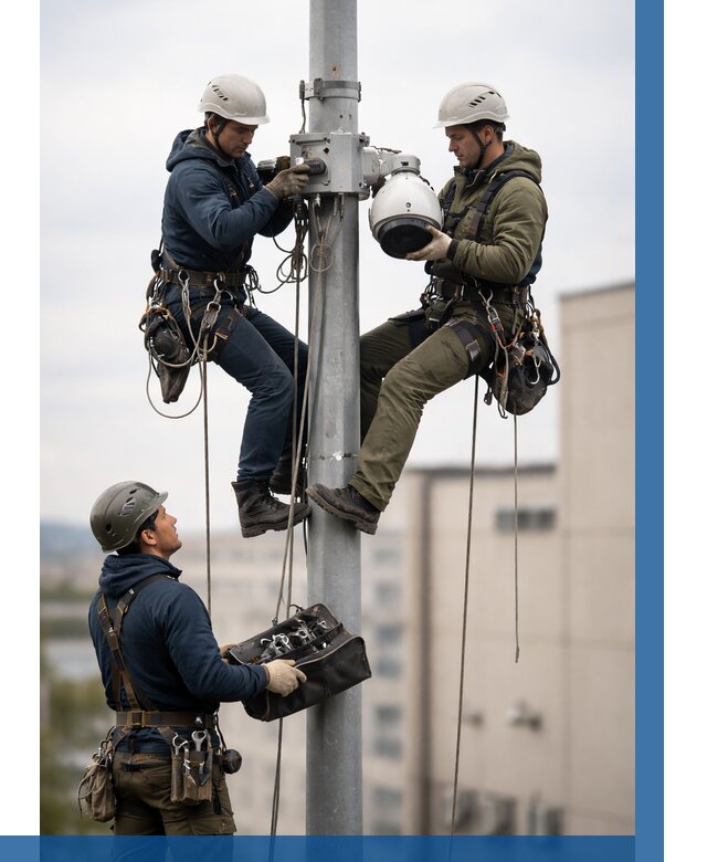 Установка видеокамер на мачте в Заинске от 8644 р. | ВЫСОТНИК-Знс