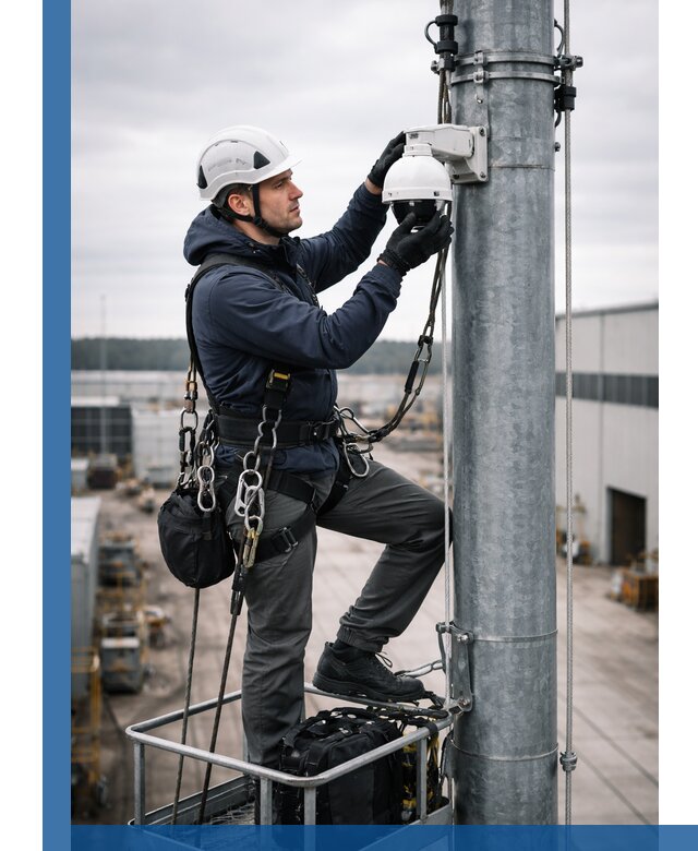 Профессиональная установка видеокамер на мачте в Заинске
