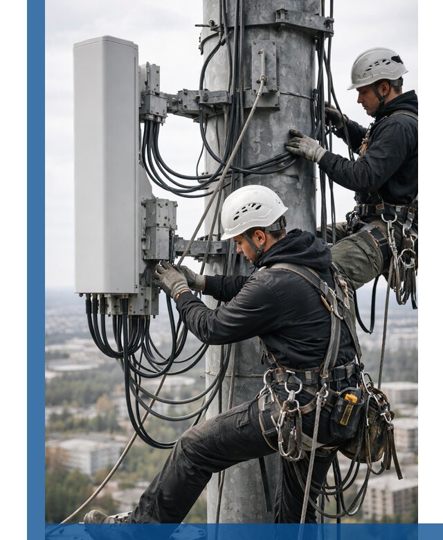 Монтаж оборудования связи на мачте в Заинске с пусконаладкой