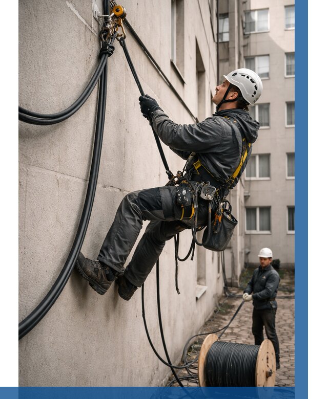 Протяжка кабеля питания на высоте в Заинске от 458 р. | ВЫСОТНИК-Знс