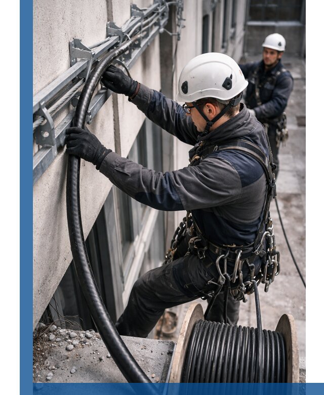 Протяжка кабеля питания на высоте в Заинске с гарантией безопасности и качества