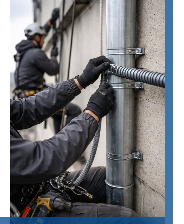 Монтаж гофры для кабеля в Заинске от 305 р. | ВЫСОТНИК-Знс