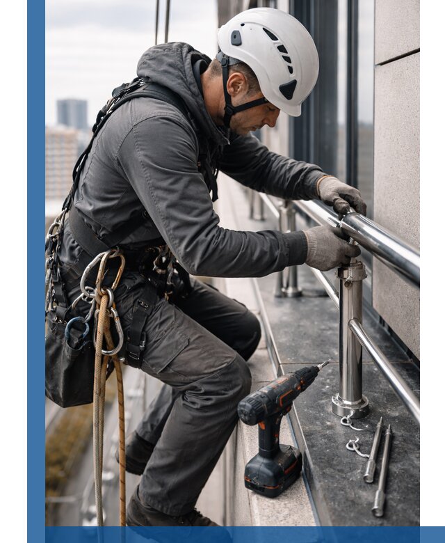 Монтаж ограждений на высоте в Заинске для зданий и конструкций