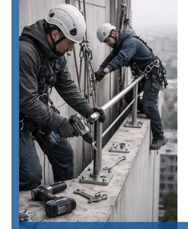 Монтаж перил на высоте в Заинске для жилых и промобъектов