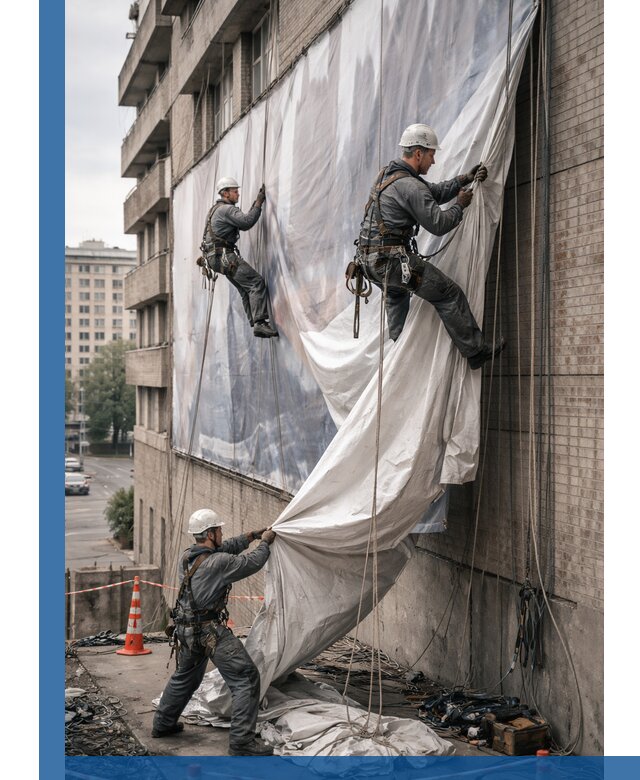 Демонтаж баннеров с фасада в Заинске оперативно и безопасно