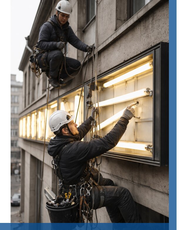 Замена ламп в вывеске в Заинске под ключ от 3559 р. | ВЫСОТНИК-Знс