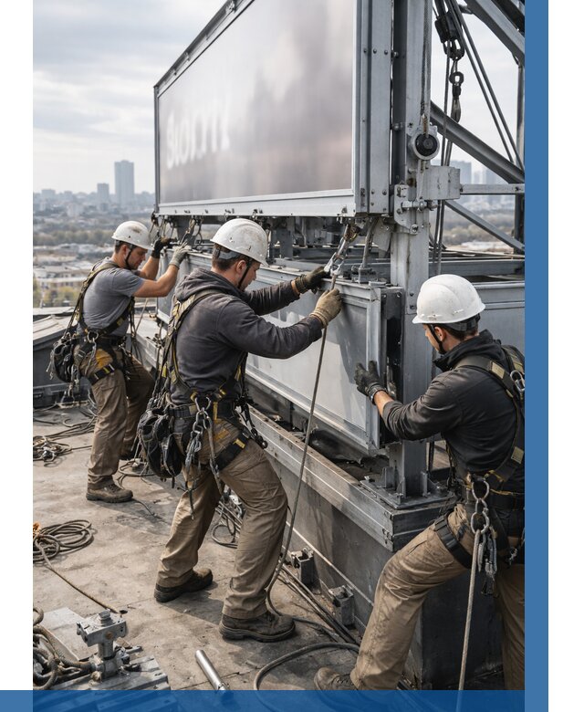 Монтаж крышной рекламной конструкции в Заинске от 61014 р.|ВЫСОТНИК-Знс