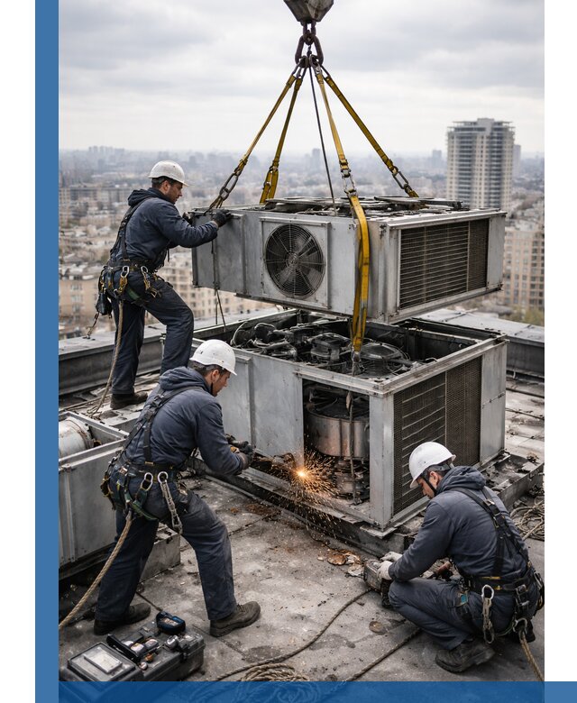 Демонтаж крышной установки в Заинске любой сложности