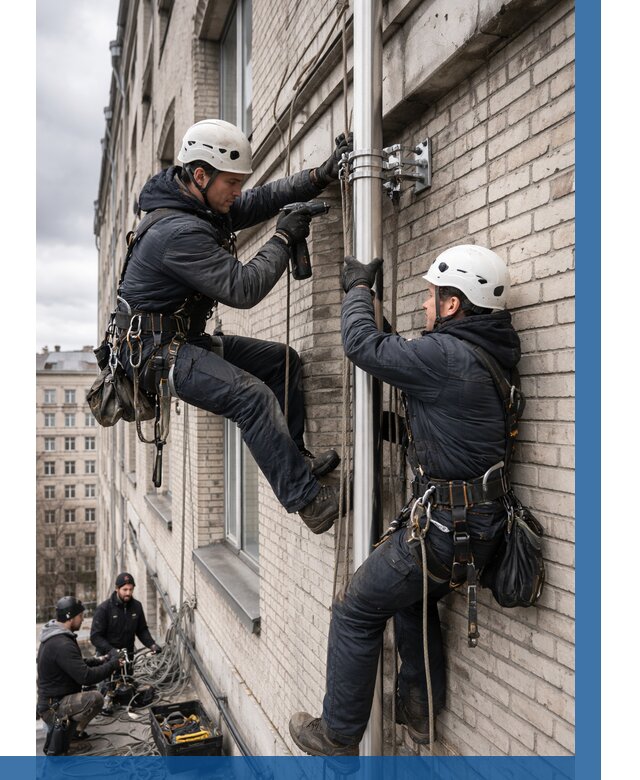 Монтаж флагштока на здании в Заинске от 6610 р. | ВЫСОТНИК-Знс