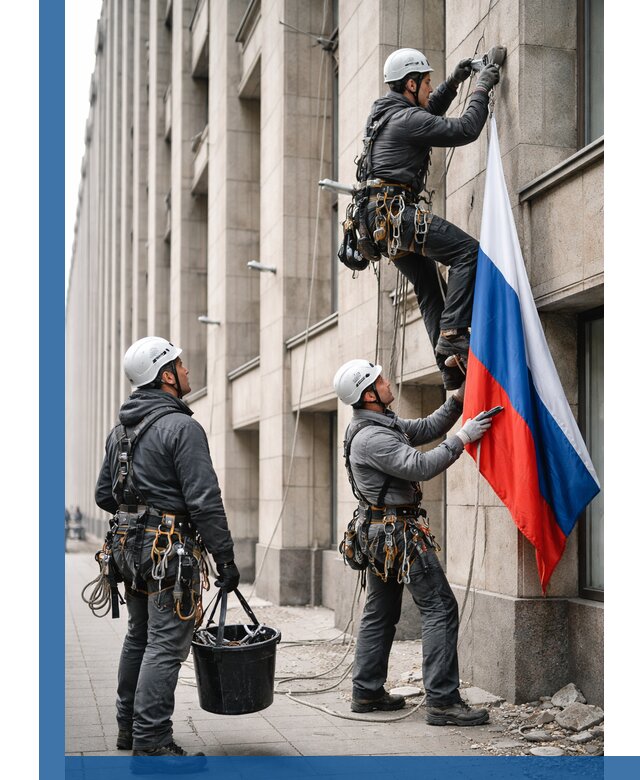 Профессиональная установка флагов на фасаде в Заинске