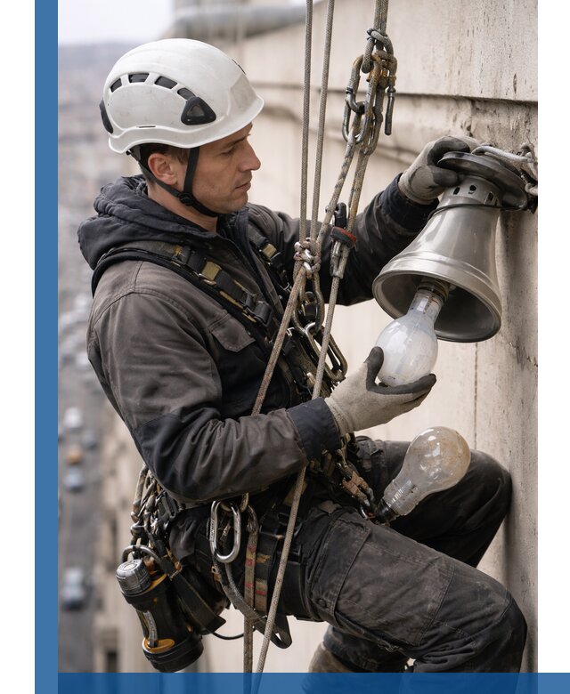 Замена ламп на высоте в Заинске профессионально и быстро