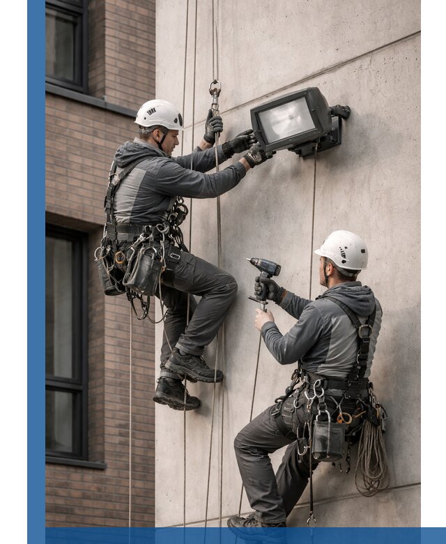 Профессиональный монтаж фасадных прожекторов в Заинске под ключ