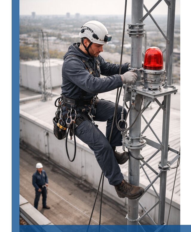 Монтаж заградительных огней и обслуживание объектов в Заинске