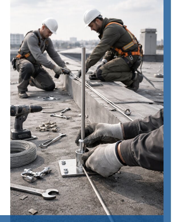 Монтаж молниезащиты на кровле в Заинске цена от 25423 р. | ВЫСОТНИК-Знс