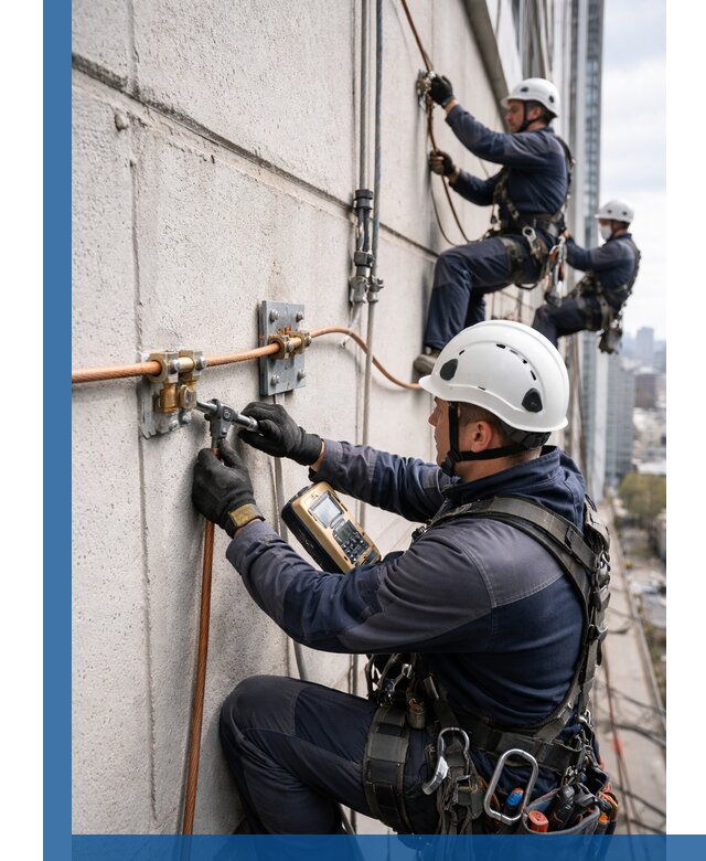 Монтаж системы заземления здания и молниезащиты в Заинске