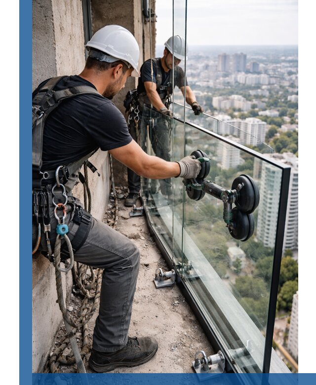Монтаж стеклянных ограждений под ключ с гарантией в Заинске